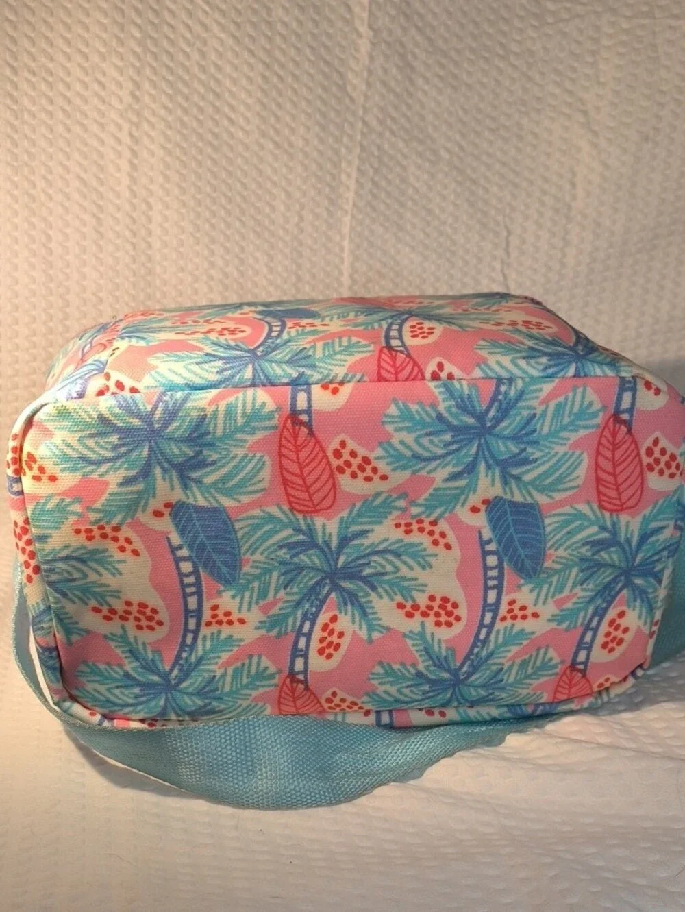Tropical Palm Print Lunch Bag in Pink & Aqua
